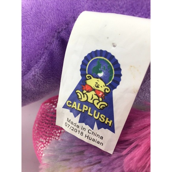 Calplush Winged Unicorn Plush Purple Pink Sparkle Rainbow Mane Tail 16" High - Picture 10 of 12